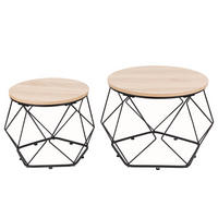 BEISTELLTISCH 2er-Set - Eiche Dekor / Schwarz - Eichefarben/Schwarz, Holzwerkstoff/Kunststoff (50/50/40cm) - home24