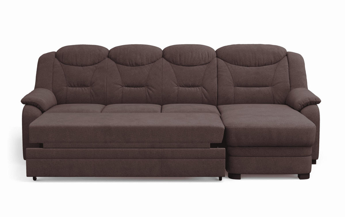 ECKSOFA mit Schlaffunktion – weiches Chenille-Gewebe - Rotbraun/Dunkelbraun, Holz/Kunststoff (162/257cm) - Cotta