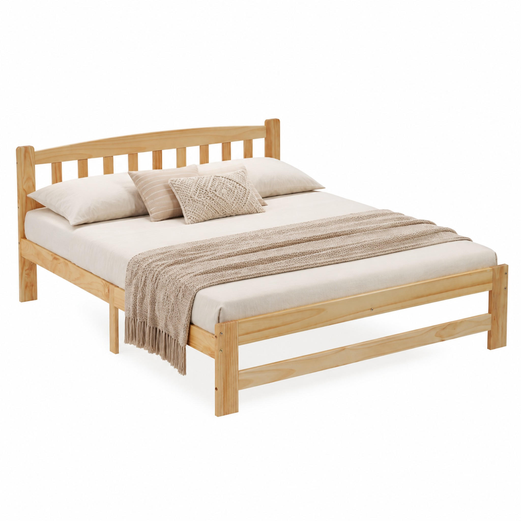 BETT 140x200 cm Kiefer Massivholz Natur mit Lattenrost - Braun, Holzwerkstoff (140/200cm) - Meubliv