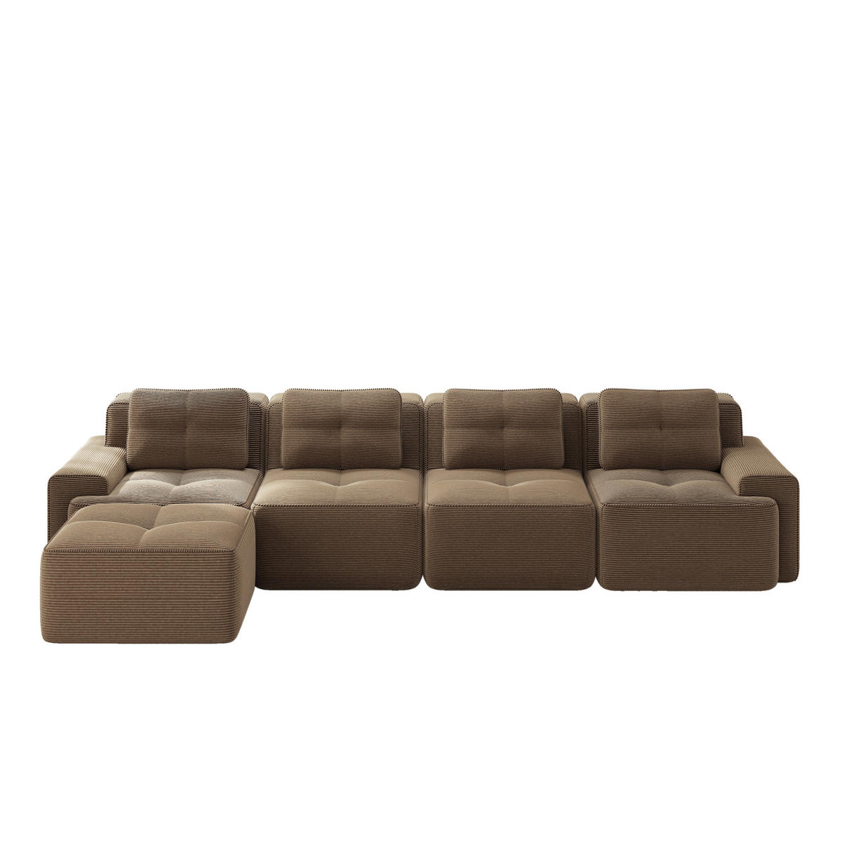 SOFA modular mit Tiefsitz Cord Brown - Braun, Kunststoff (177/382cm) - Meubliv