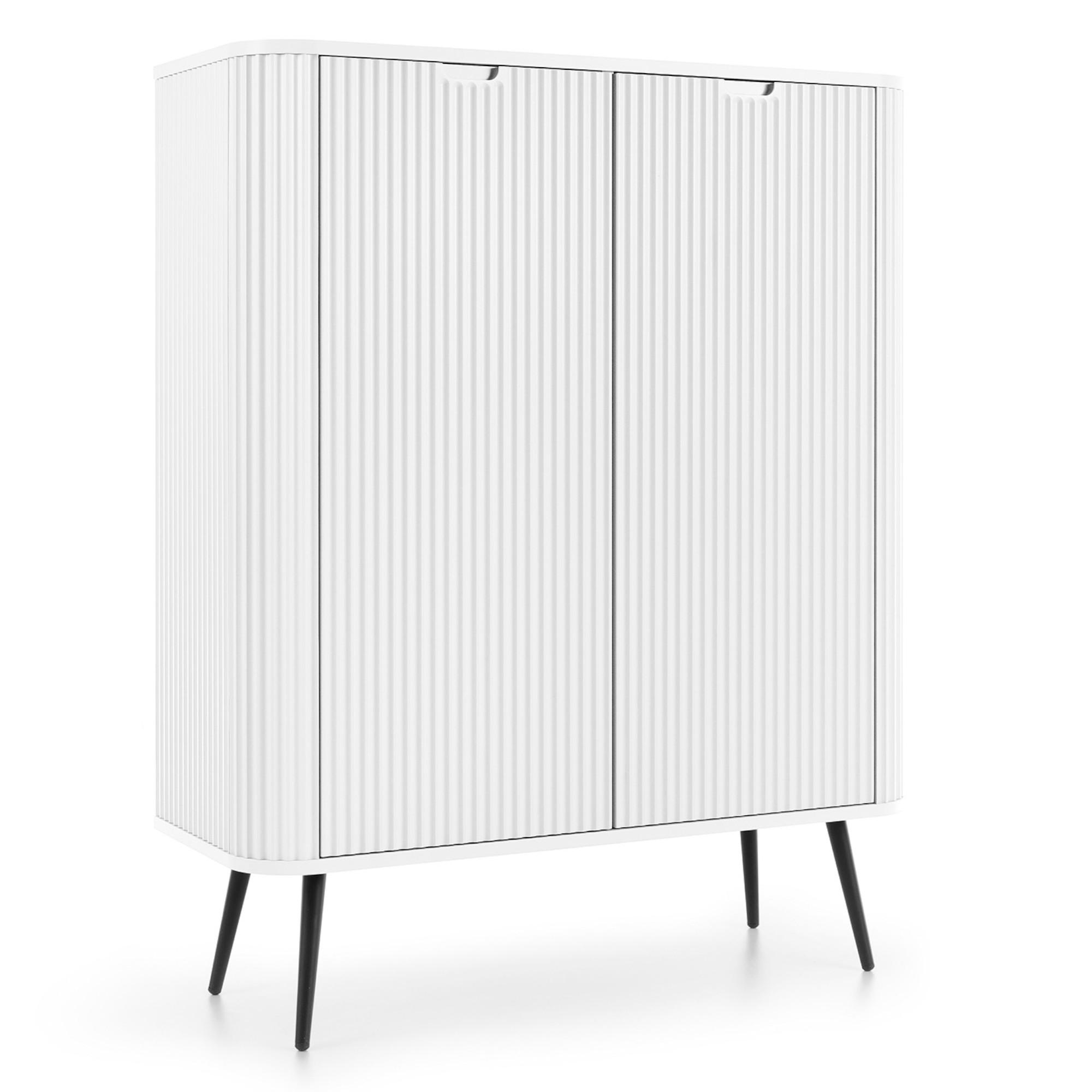 SIDEBOARD MORDEN KOM1 Abgerundeter Korpus Weiß Weiß - Weiß, Holzwerkstoff/Kunststoff (103/129/39cm) - Komodee