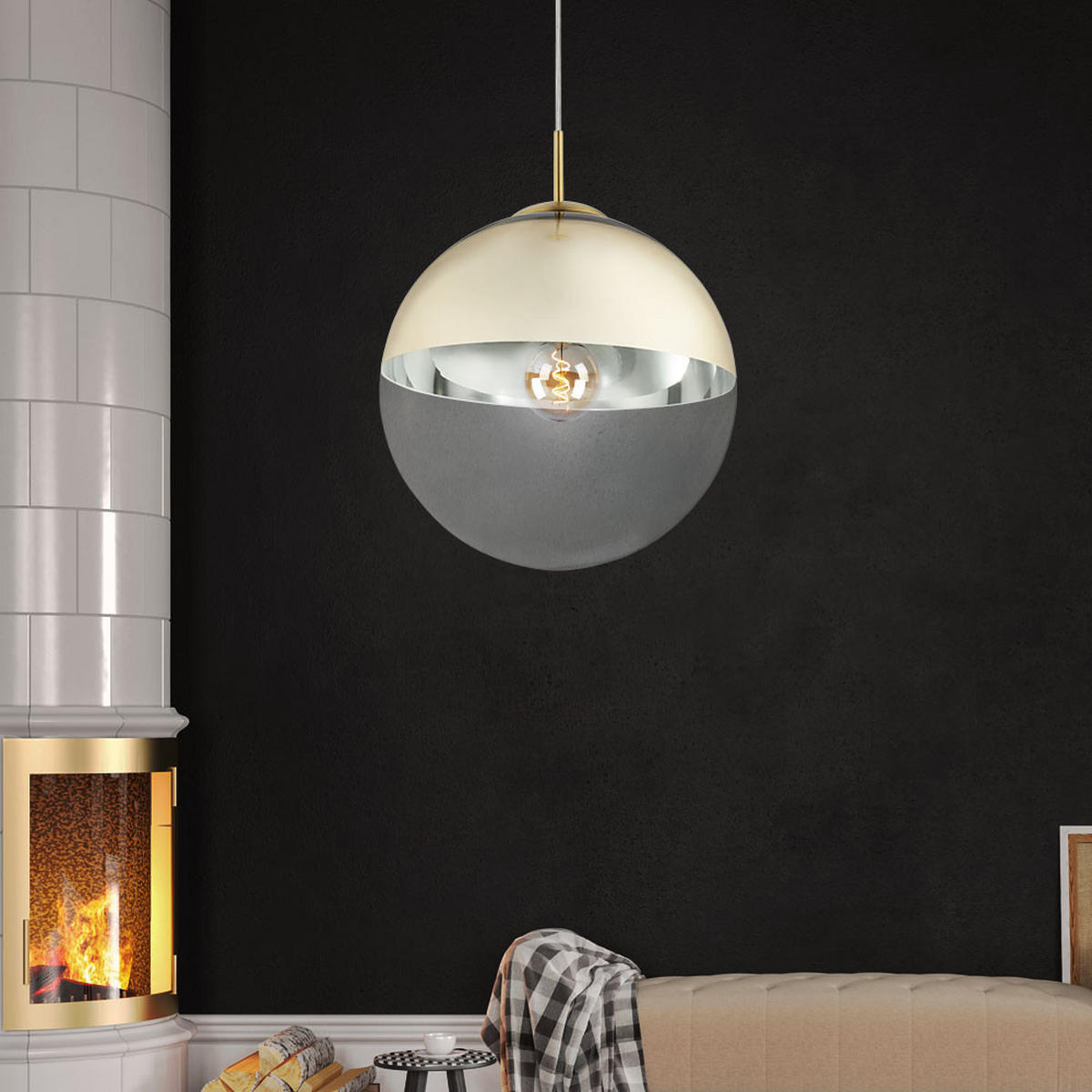 HÄNGELEUCHTE Metall Glas Gold Klar - Goldfarben, Glas (30/30/120cm) - Globo Lighting