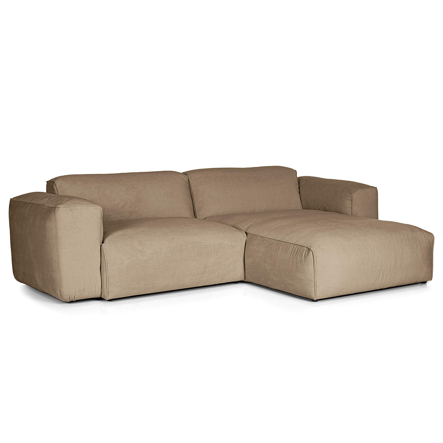 1,5-SITZER ECKSOFA mit Longchair - Taupe/Schwarz, Textil (260/173cm) - home24