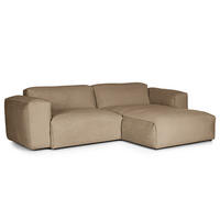 1,5-SITZER ECKSOFA mit Longchair - Taupe/Schwarz, Textil (260/173cm) - home24