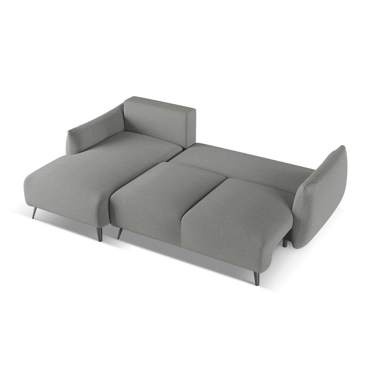 ECKSOFA mit Schlaffunktion Chenille Stoff Grau - Schieferfarben/Schwarz, Textil/Metall (162/242cm) - LaMiaSofa