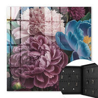 SCHLÜSSELBOX Schwarz 30x30 cm- Türöffnung nach rechts - Bunte Blumen - Pink, Metall (30/30/5cm) - TULUP