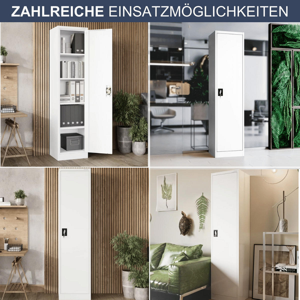 AKTENSCHRANK abschließbar KADO mit Flügeltüren 185x45x40cm Weiß - Weiß, Metall (45/185/40cm) - DELUKE