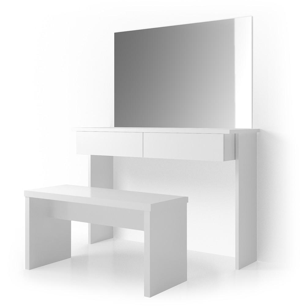 SCHMINKTISCH Azur Weiß 120 cm mit Bank - Weiß, Holzwerkstoff (120/83/40cm) - Vicco