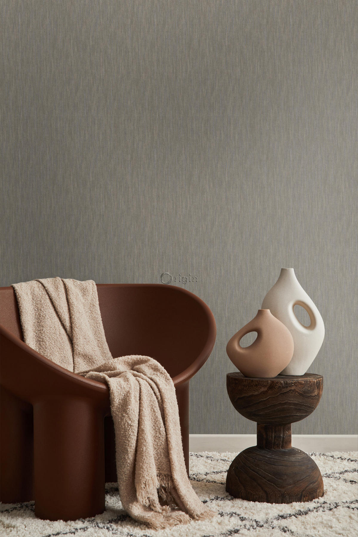 TAPETE 3D Grasmuster Leinen-Optik 53 cm x 10.05 m - Braun, Papier (53/1000cm) - Origin Wallcoverings