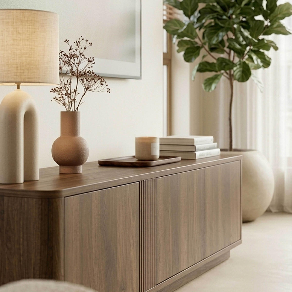 TV-MÖBEL, dunkle Holzoptik - Braun, Holz (150/40/40cm) - Oviala