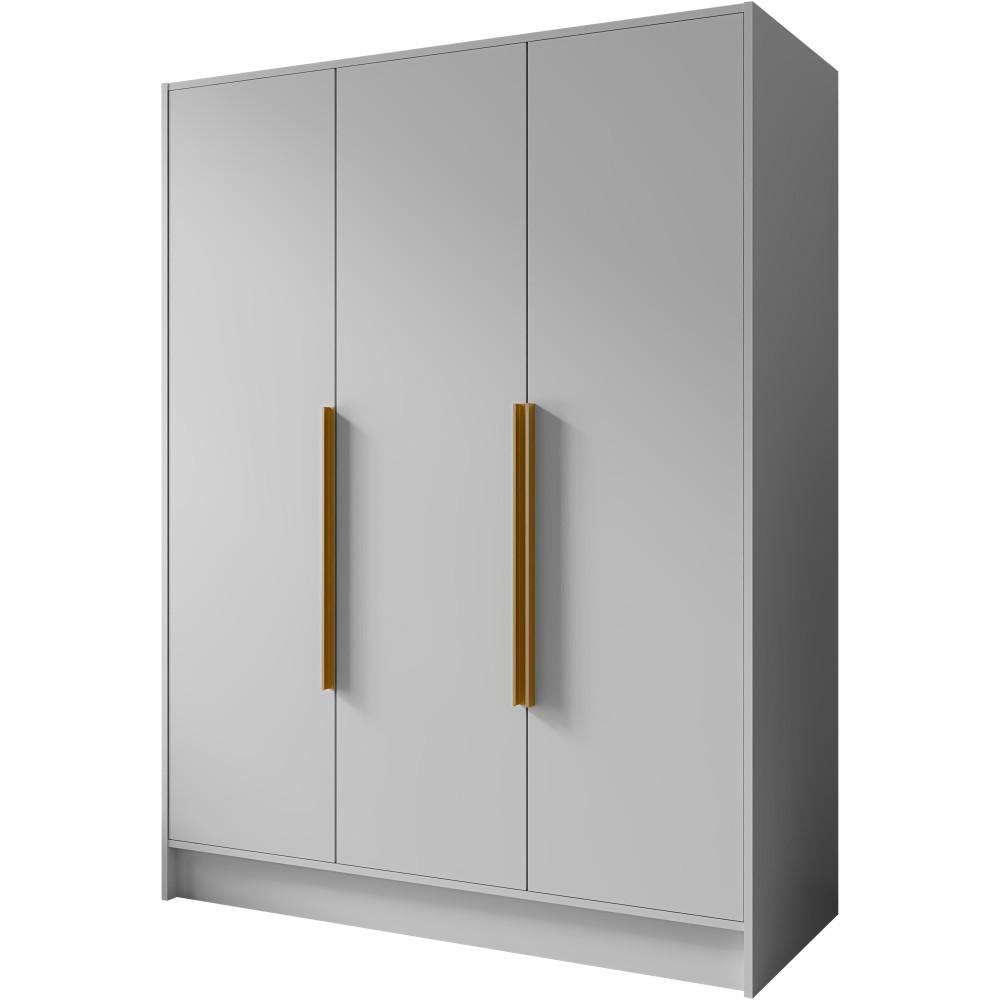 DREHTÜRENSCHRANK Pavia ohne Spiegel, Weiß mit mit goldenen Griffen, 150 cm - Goldfarben/Weiß, Holzwerkstoff (150/200/51cm) - Beautysofa