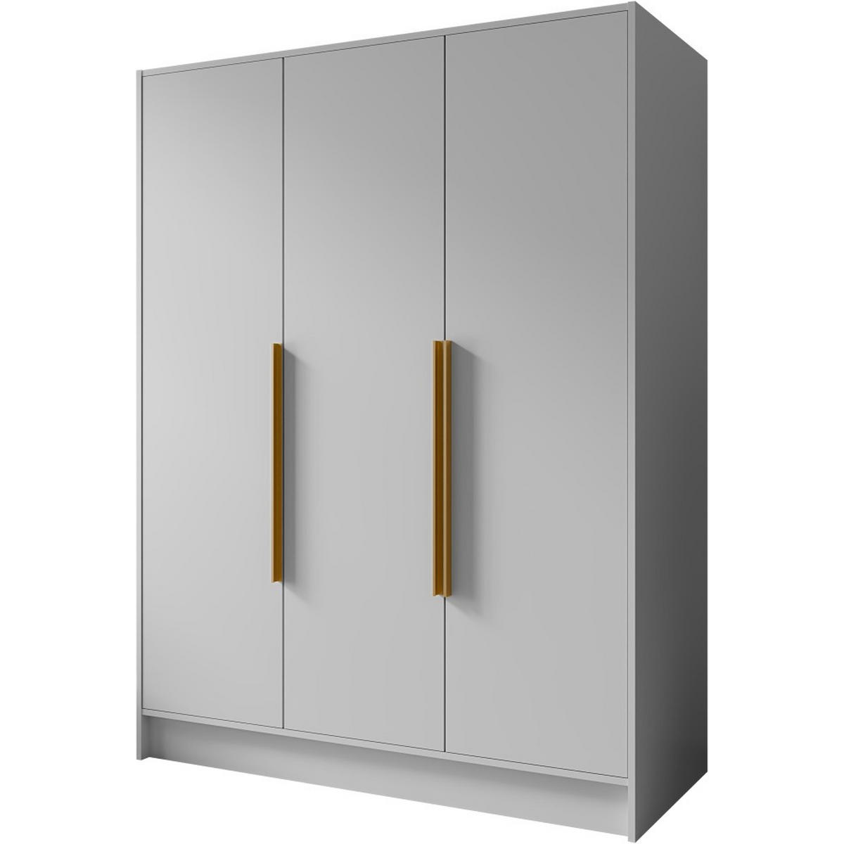 DREHTÜRENSCHRANK Pavia ohne Spiegel, Weiß mit mit goldenen Griffen, 150 cm - Goldfarben/Weiß, Holzwerkstoff (150/200/51cm) - Beautysofa