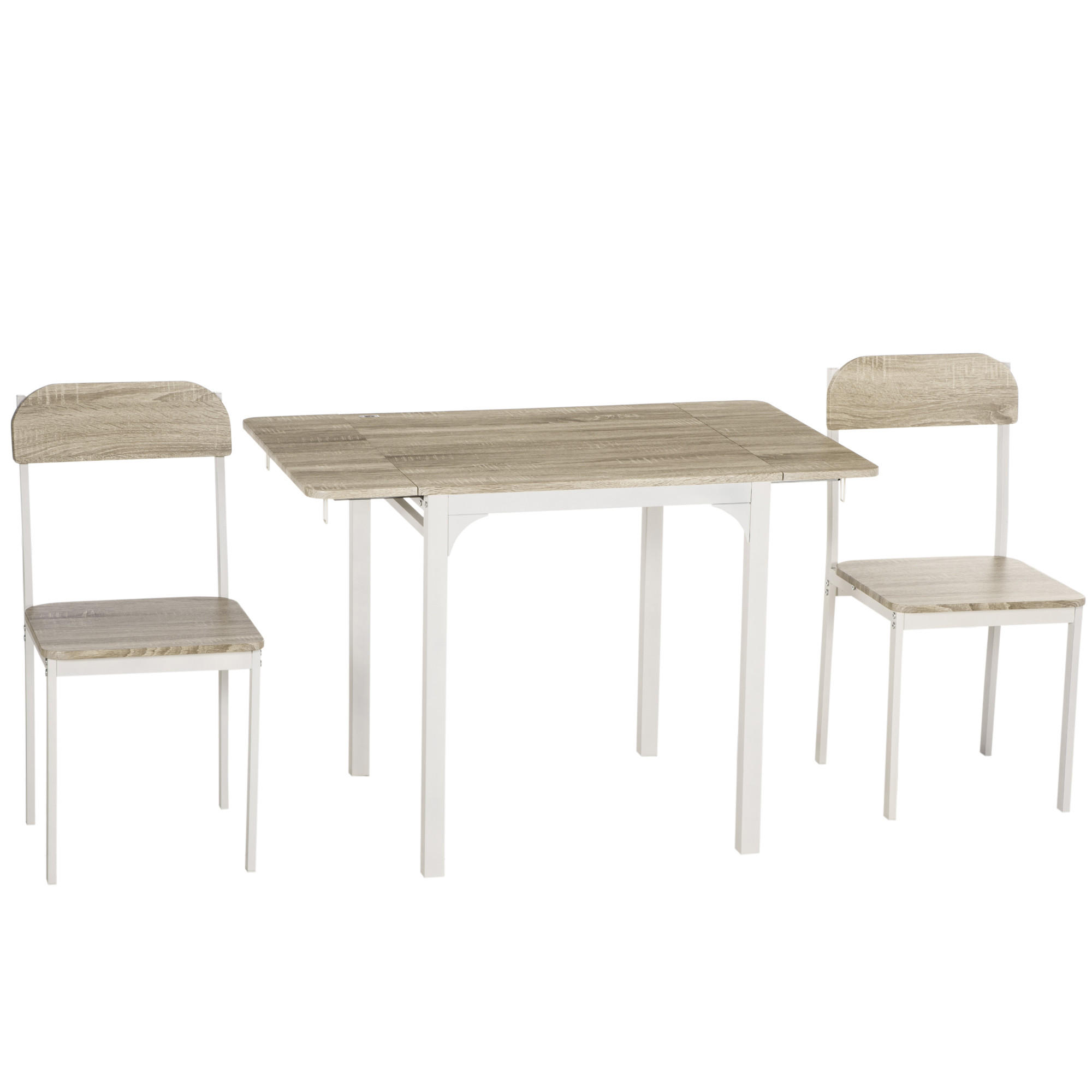 ESSGRUPPE DE-39280 klappbarer Tisch mit 2 Stühlen Natur/Weiß - Naturfarben, Holzwerkstoff (110/75/70cm) - ComfortXL