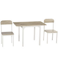 ESSGRUPPE DE-39280 klappbarer Tisch mit 2 Stühlen Natur/Weiß - Naturfarben, Holzwerkstoff (110/75/70cm) - ComfortXL