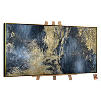 GEMÄLDE Spiegelungen II Schattenfugenrahmen Schwarz-Gold 140x70 cm - Schwarz Hochglanz, Holz (140/70cm) - YS-art gallery
