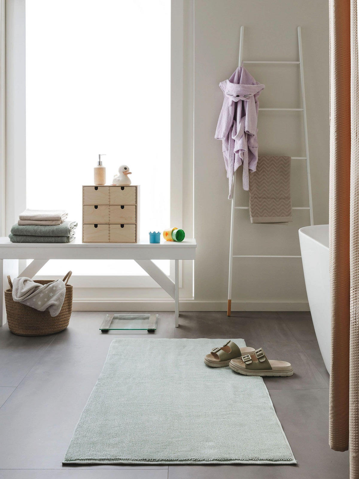 BADEMATTE Ole Mint 50x80 cm - Mintgrün, Textil (50/80cm) - benuta Nest