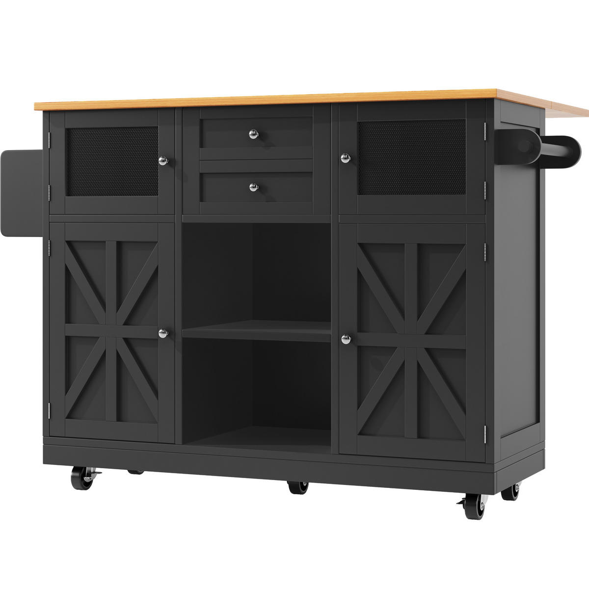 KÜCHENINSEL 140/40-70/93,5 cm aus MDF mit klappbarer Arbeitsplatte Schwarz - Schwarz, Holzwerkstoff (140/93.5/40cm) - Modenvie
