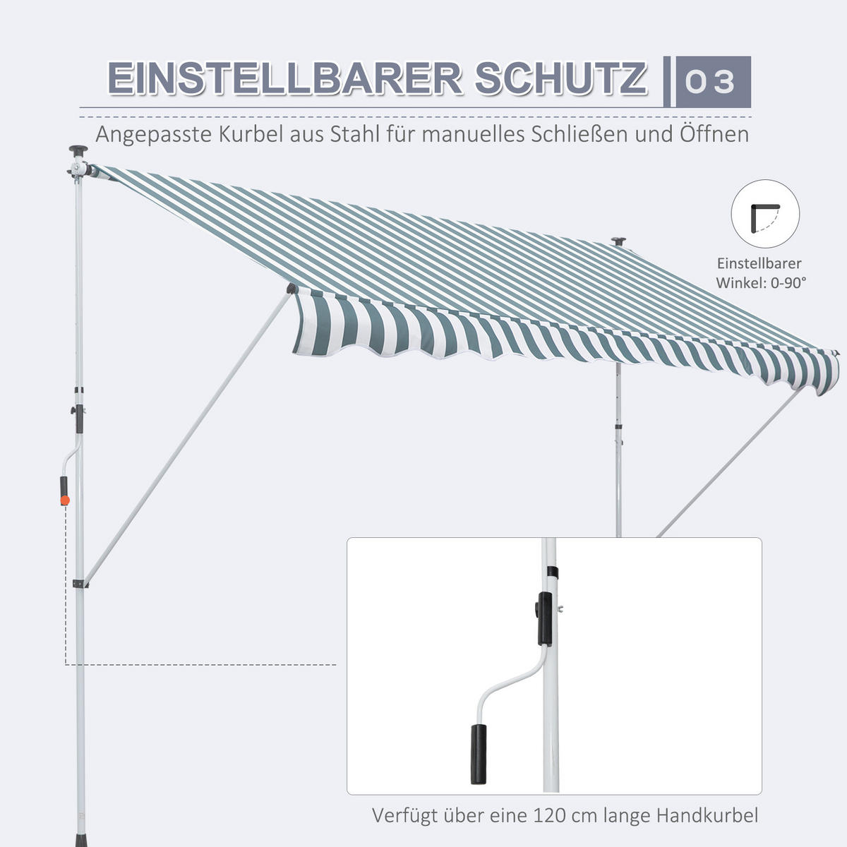 MARKISE, Beige, Aluminium, Stahl, Polyester - Grün, Metall (150/280/300cm) - Outsunny
