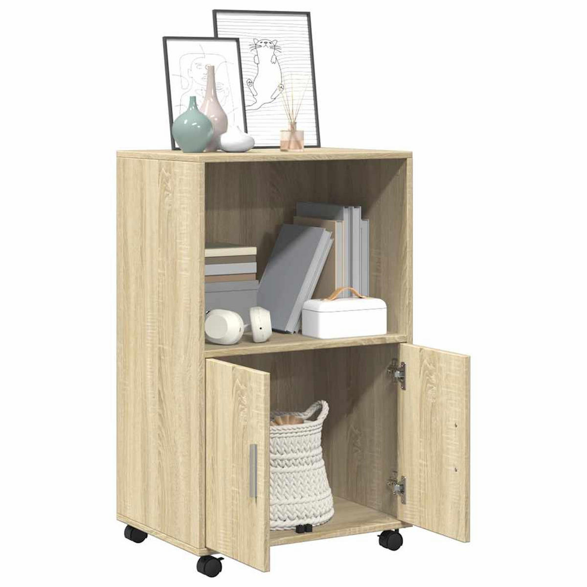 ROLLSCHRANK Sonoma-Eiche 55/40/91 Cm Holzwerkstoff - Braun, Holzwerkstoff (40/91/55cm) - vidaXL