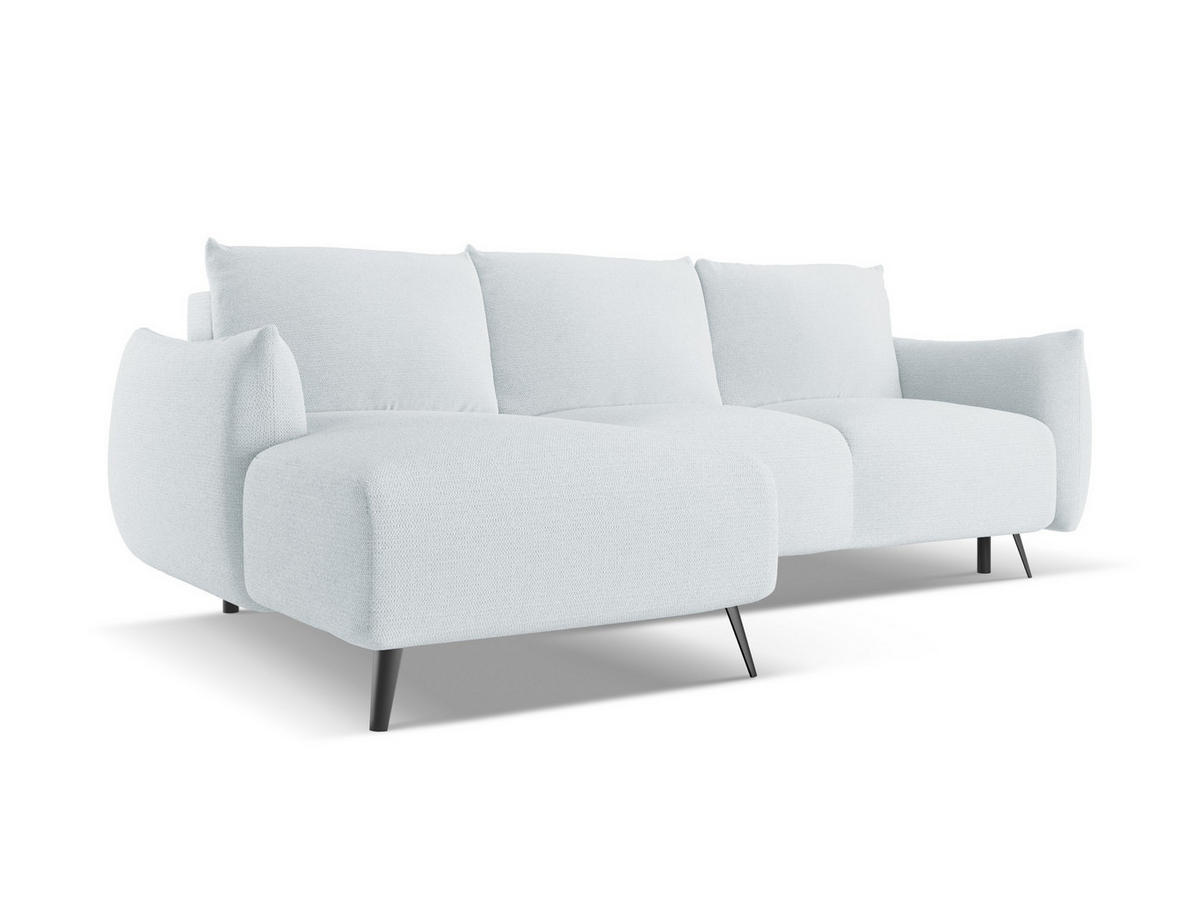 ECKSOFA mit Schlaffunktion Chenille Stoff Blau - Blau/Schwarz, Textil/Metall (162/242cm) - Makamii