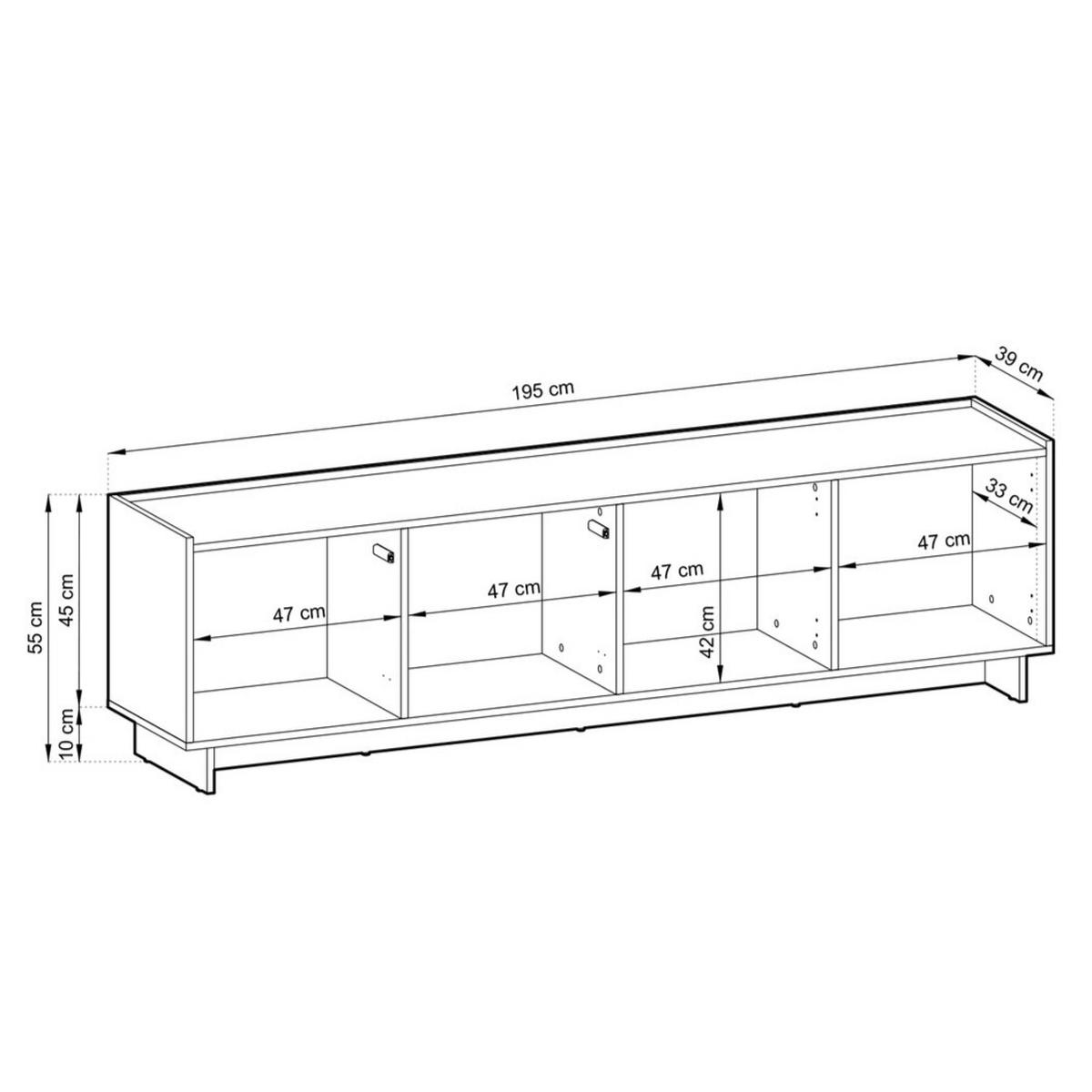 TV-LOWBOARD SUNA 195 cm (Karamell Eiche, Push to Open) - Eichefarben, Holz/Holzwerkstoff (195/55/39cm) - Ravio