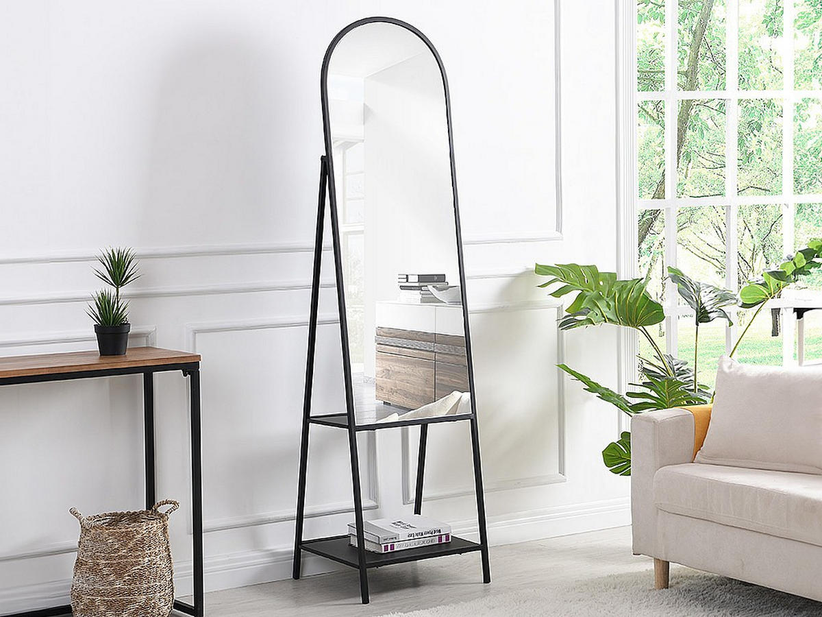 STANDSPIEGEL mit Füßen - 46cm x 41cm - Metall - schwarz - LIVIO - Schwarz, Metall (46/172/41cm) - Vente-Unique