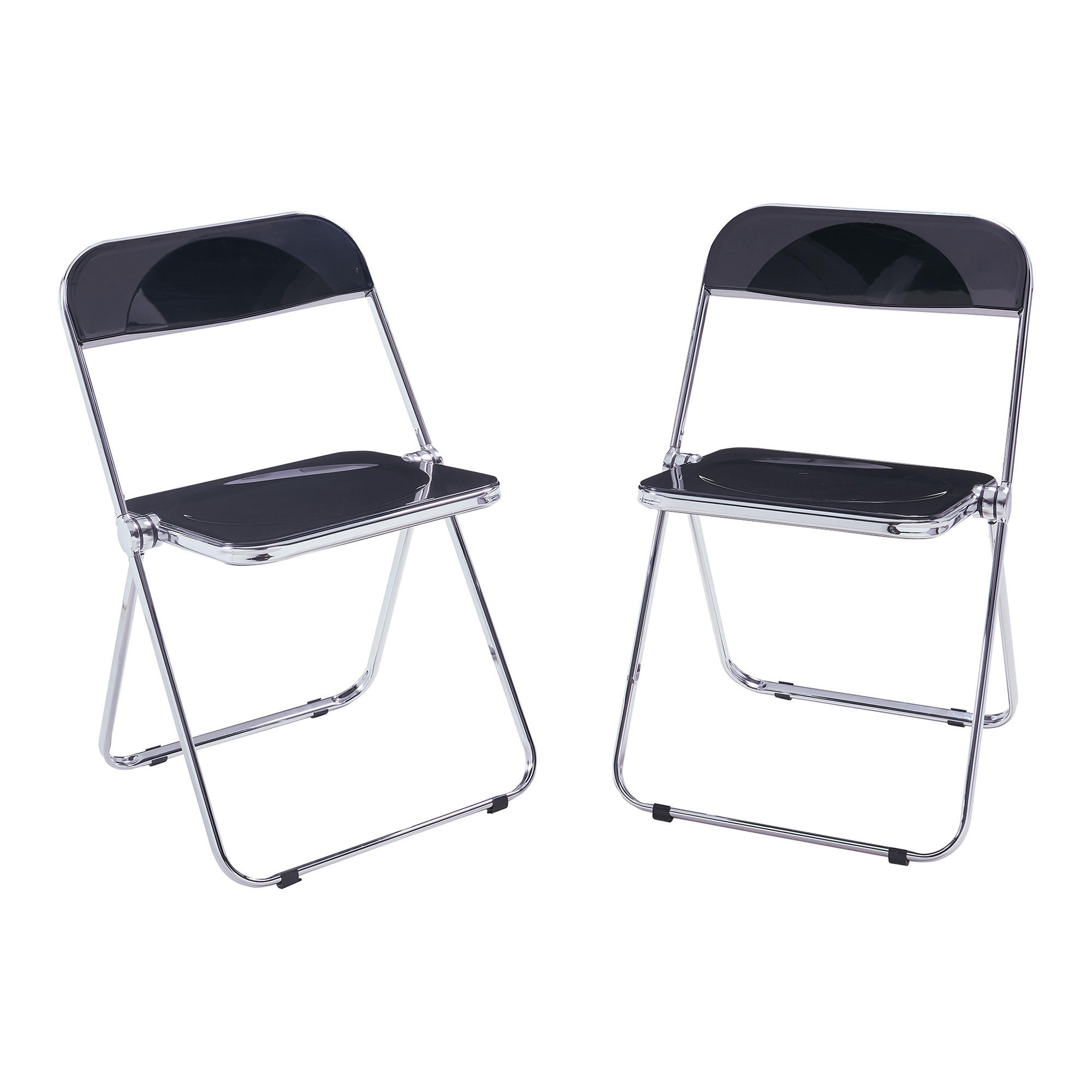 KLAPPSTUHL-SET Pornainen 2 TLG. - Schwarz, Kunststoff/Metall (46/74/47cm) - [en.casa]