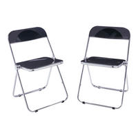 KLAPPSTUHL-SET Pornainen 2 TLG. - Schwarz, Kunststoff/Metall (46/74/47cm) - [en.casa]