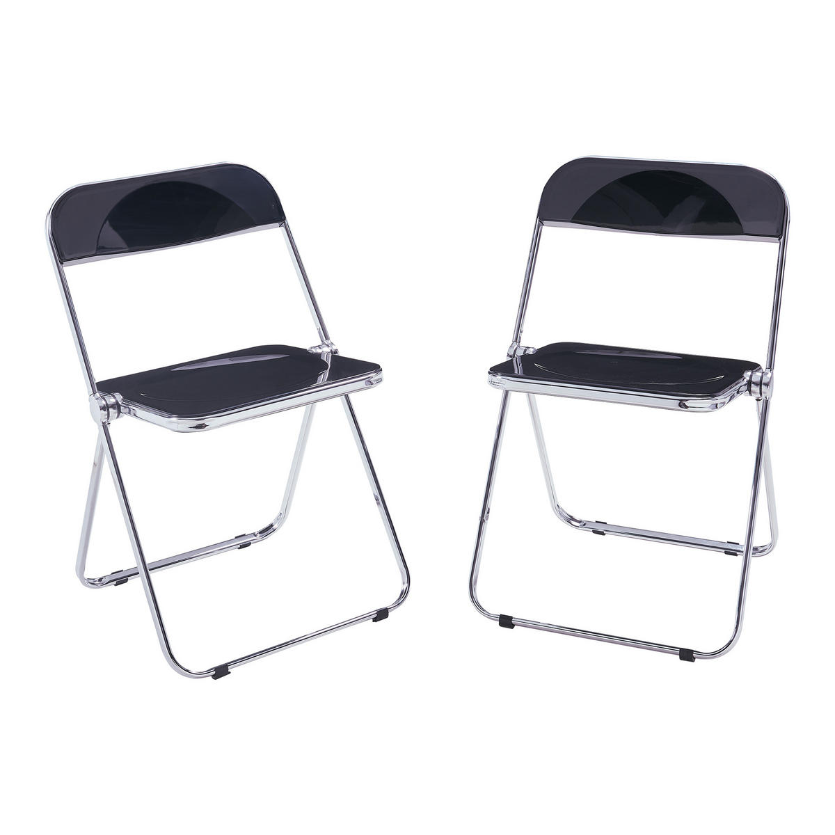 KLAPPSTUHL-SET Pornainen 2 TLG. - Schwarz, Kunststoff/Metall (46/74/47cm) - [en.casa]
