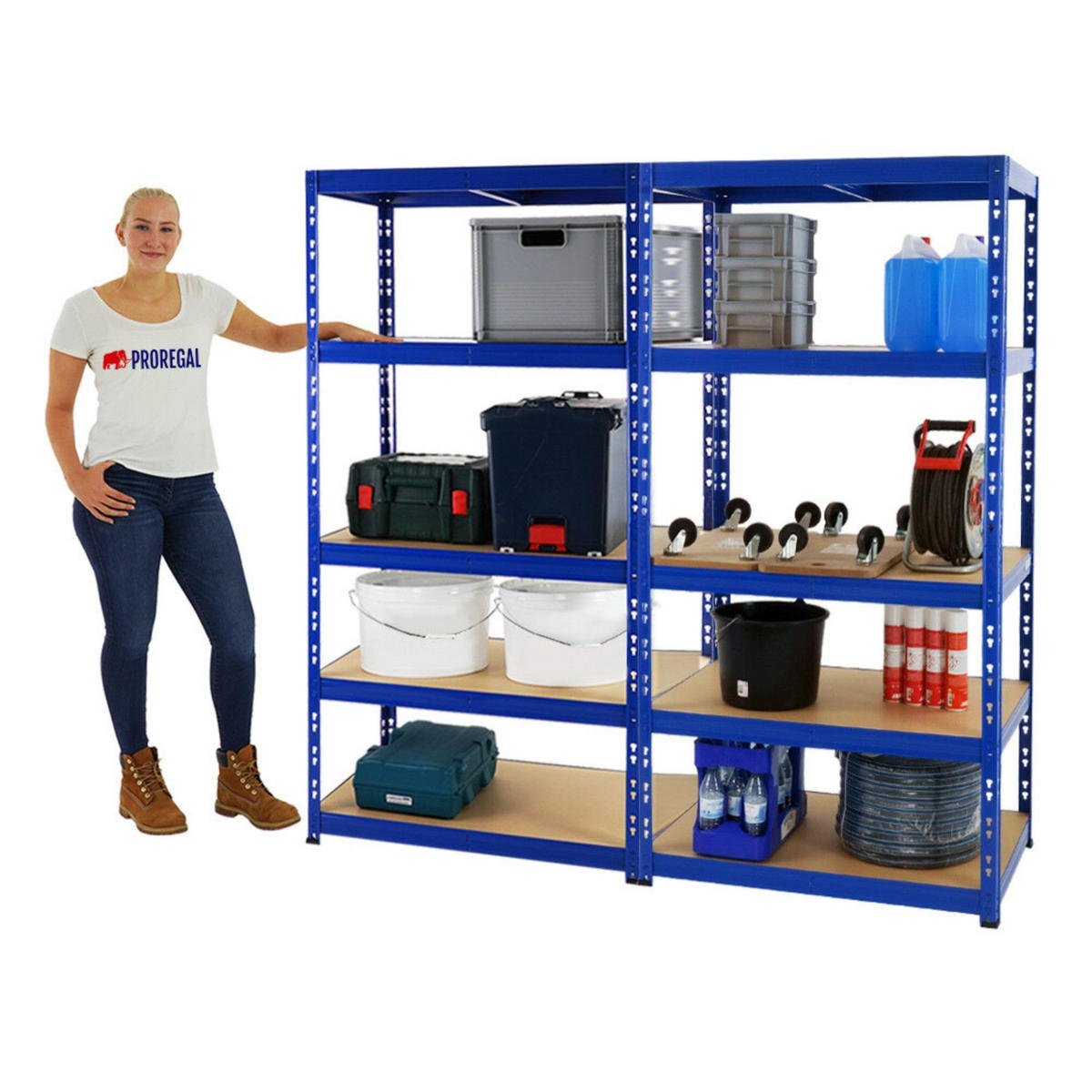 SCHWERLASTREGAL Tiger 2er-Set mit 2x 180x90x60 cm Fachlast 265 kg Blau - Blau, Metall (180/180/60cm) - PROREGAL