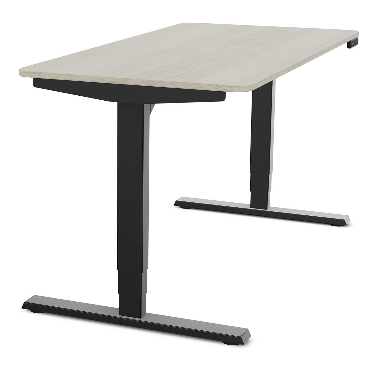 SCHREIBTISCH Elektrisch höhenverstellbarer Schreibtisch Y-Line Curved Eiche Polar Schwarz 120/80/62-127cm - Eiche Bianco/Schwarz, Holzwerkstoff/Metall (80/120/127cm) - ASSMANN