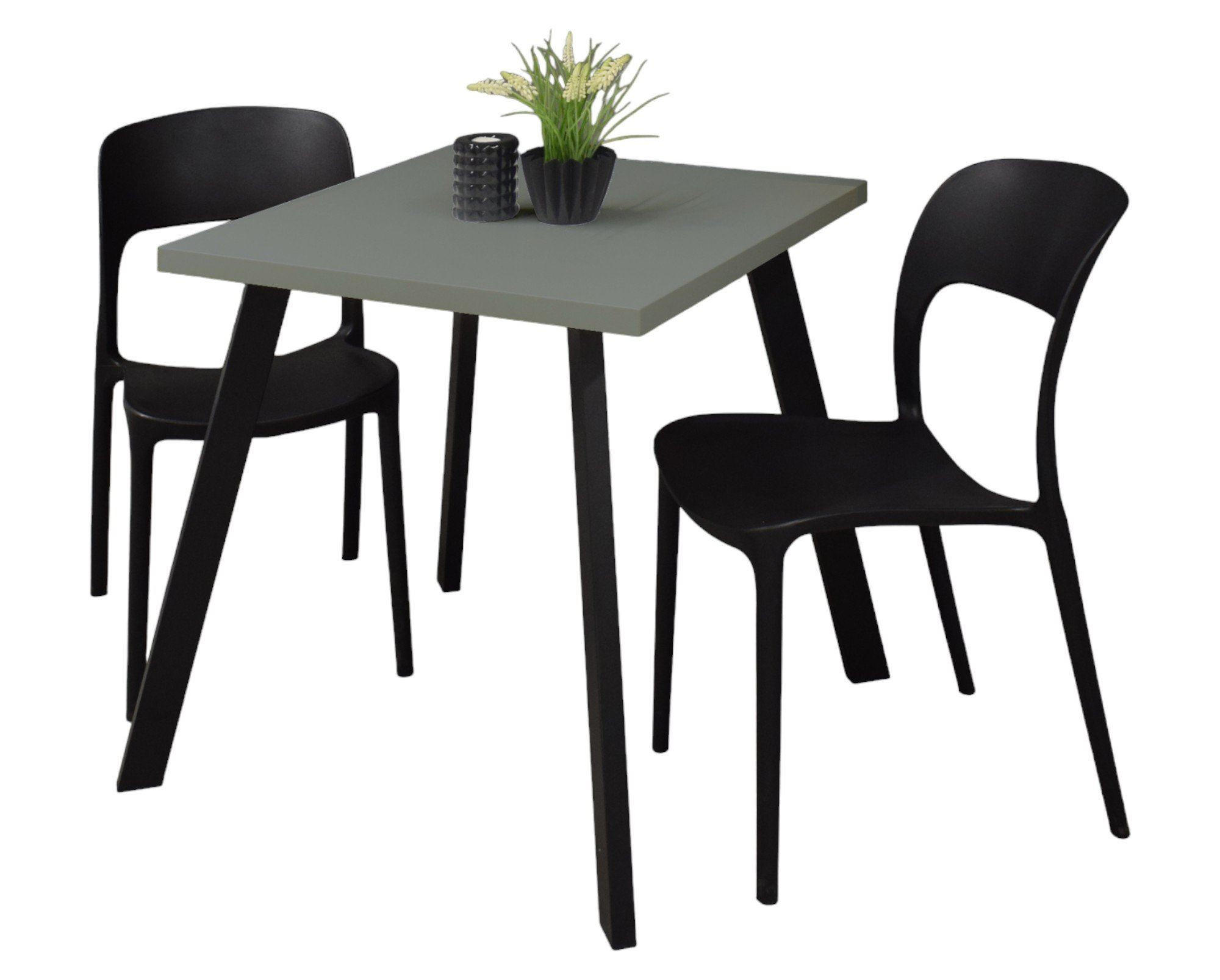 BARTISCH Eirene 70x70x75 schwarz matt/Pinie green matt lack - Grün, Metall (70/70/75cm) - 58aufmkessel