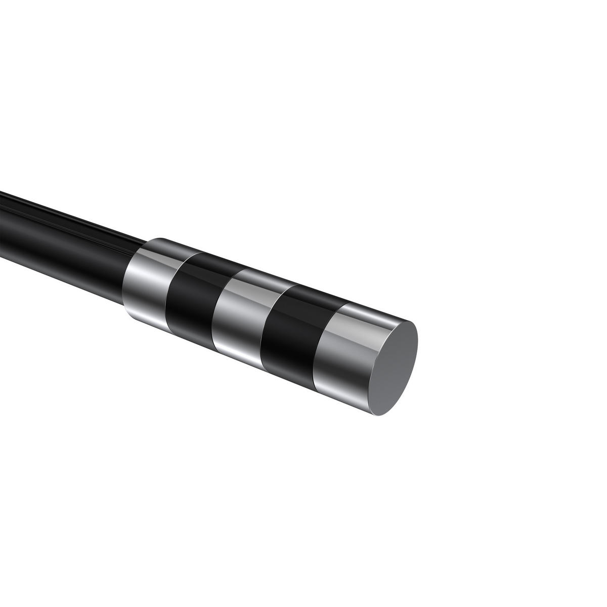 ENDSTÜCKE FÜR GARDINENSTANGEN 20 mm Ø, Mavell Chrom/Schwarz, Packung 2 Stück - Chromfarben/Schwarz, Metall (8.2/2.6/2.6cm) - INTERDECO