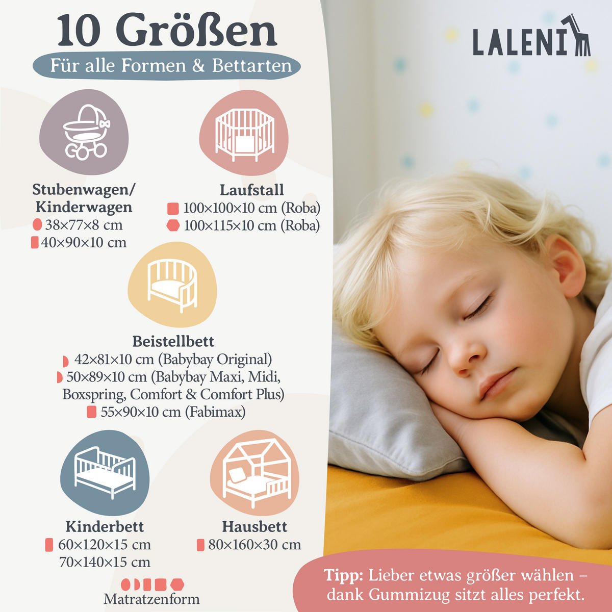 SPANNBETTLAKEN für Beistellbett & Stubenwagen – 100% Baumwolle, Atmungsaktiv & Weich, 100x115x10 cm, Gelb - Gelb, Textil (100/115cm) - Laleni