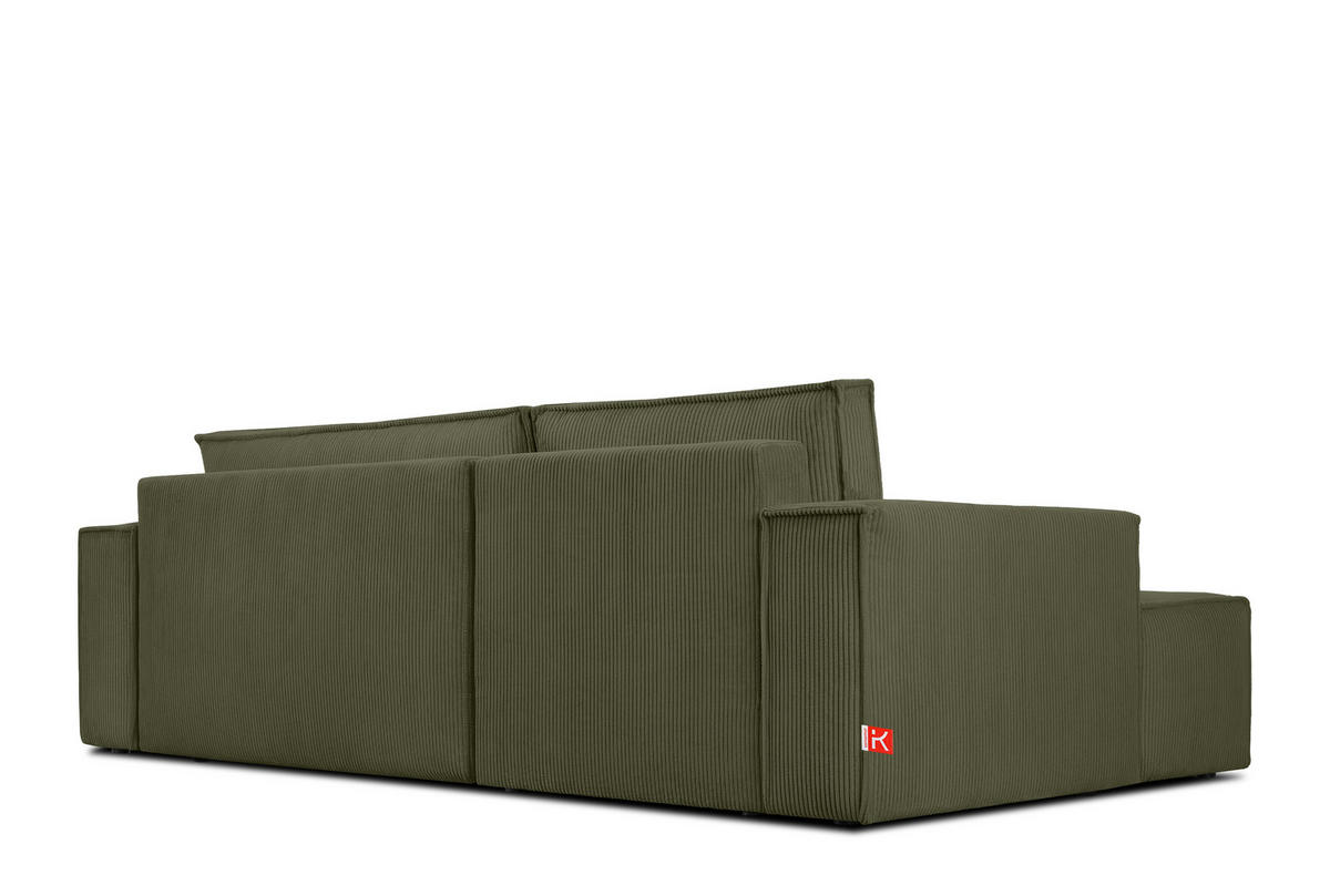 ECKSCHLAFSOFA-LINKS NAPI in Pet Friendly Cord-Stoff, oliv - Schwarz/Olivgrün, Textil (262/148cm) - KONSIMO®