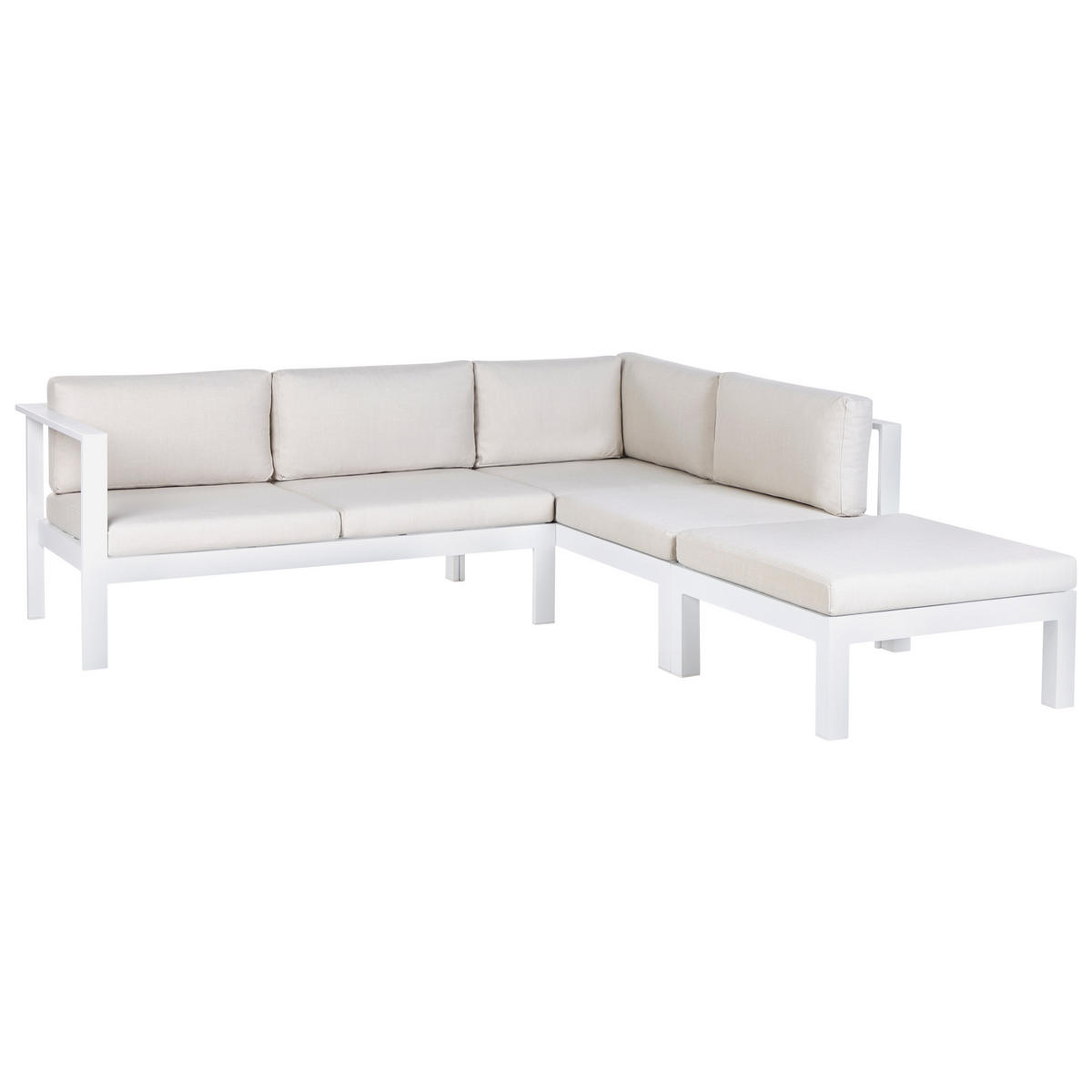 LOUNGE-SET 5-sitzer Aluminium Cremeweiß Messina - Weiß/Grau, Metall - Beliani