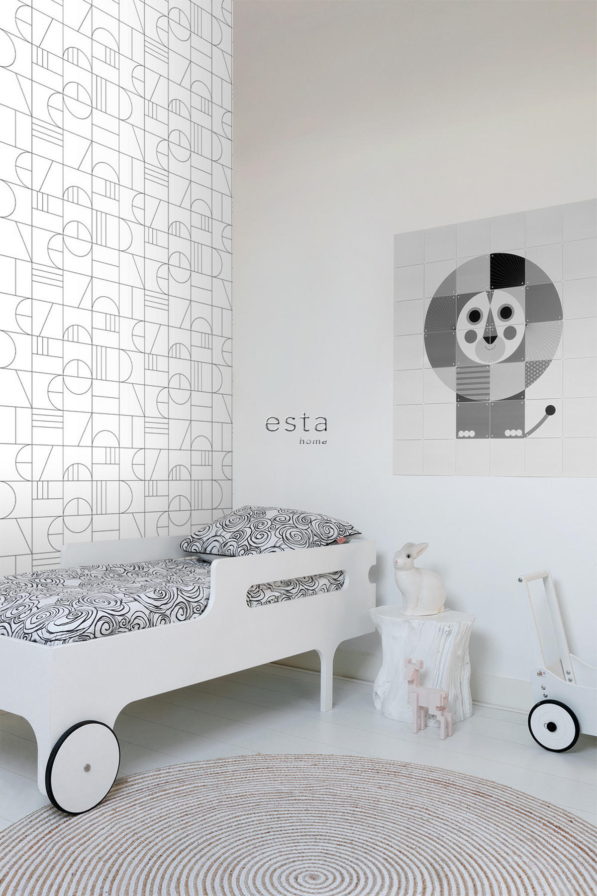 TAPETE Art Decó Muster 53 cm x 10.05 m - Weiß, Papier (53/1000cm) - ESTAhome