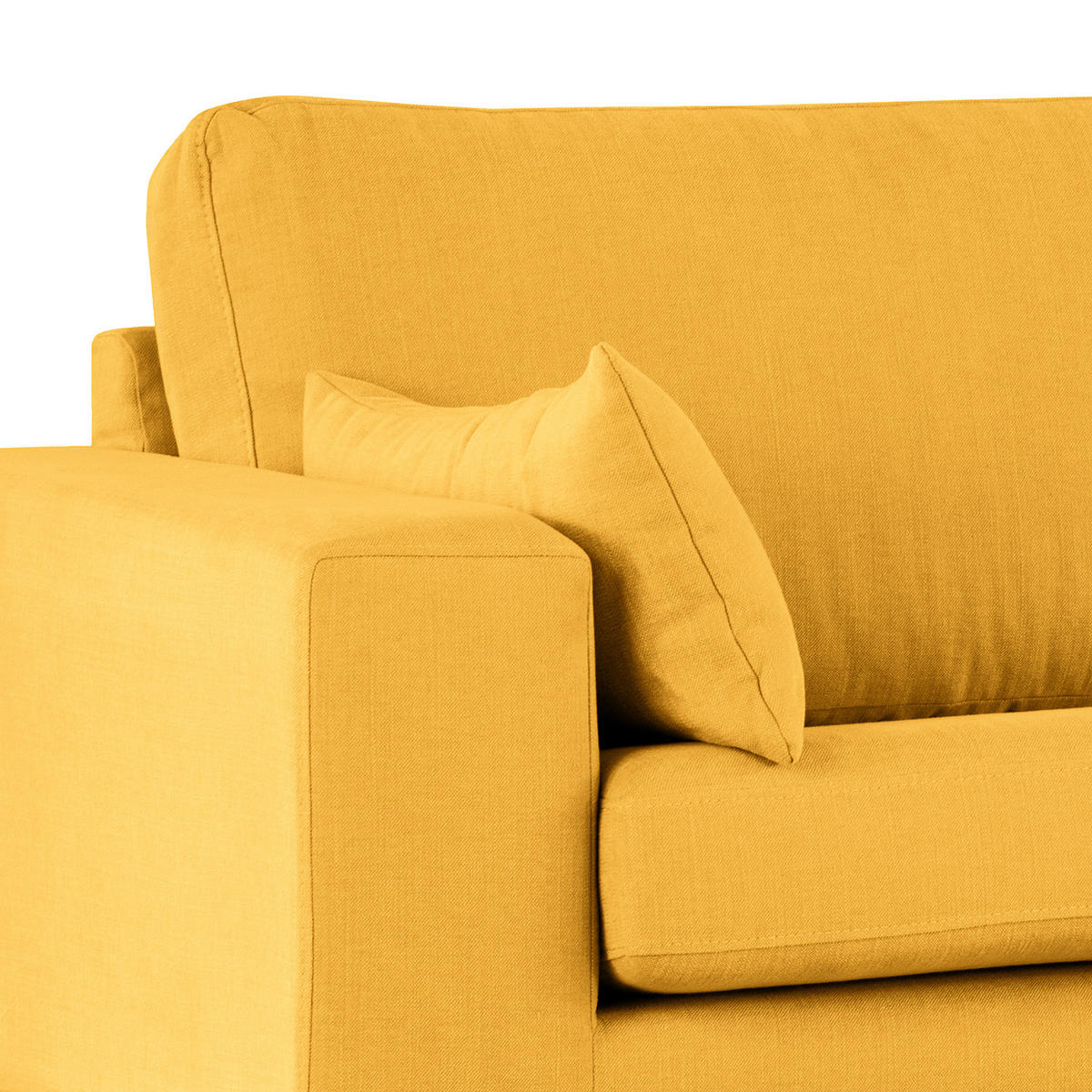 ECKSOFA mit Ottomane - Gelb/Buchefarben, Buchenholz/Textil (287/219cm) - home24