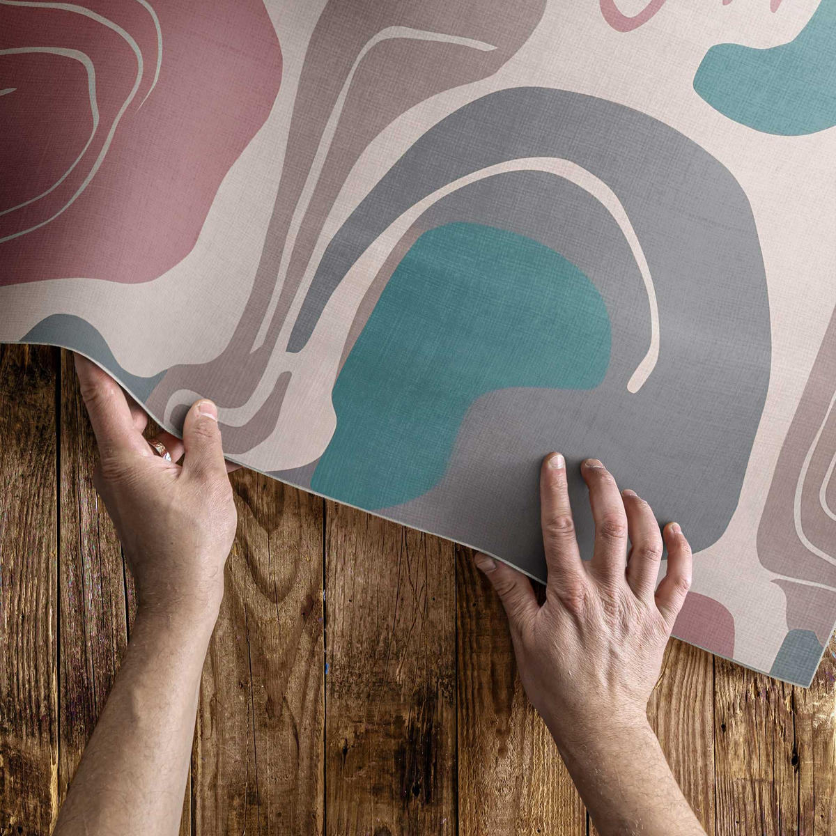 TEPPICH 150x225 cm Abstrakte Boho-Flecken Pastellformen - Sandfarben, Kunststoff (150/225cm) - Wallfluent