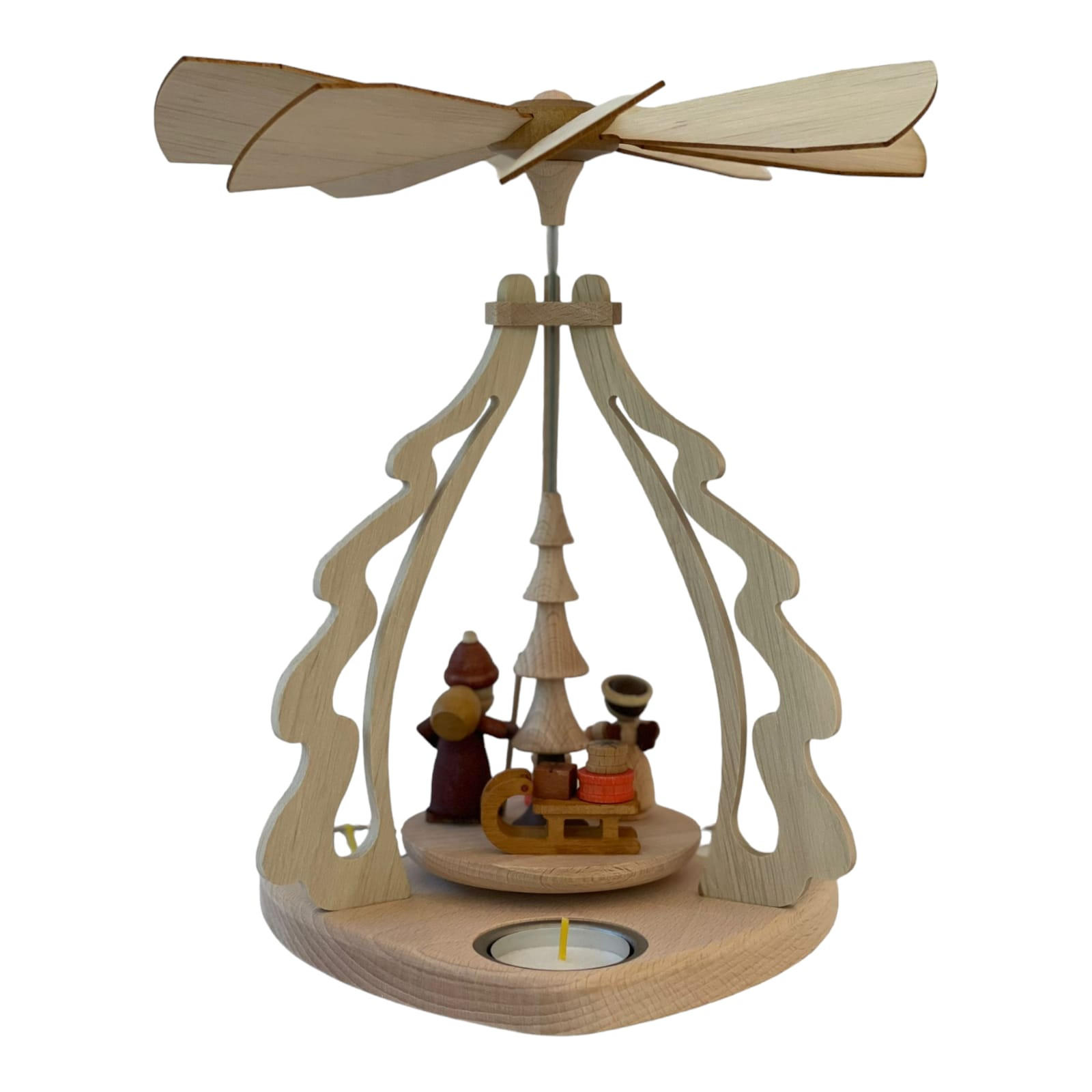 PYRAMIDE Bescherung für 3 Teelichter 23/23/27 cm - Multicolor, Holz (23/27/23cm)