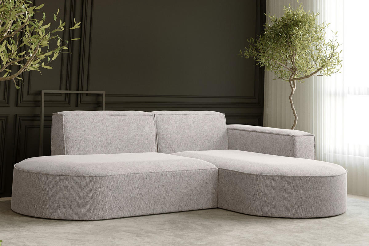 ECKSOFA MODENA L STUDIO Stoff Verita Beige Rechts - Beige, Holz (236/165cm) - Kaiser Möbel