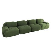 4-SITZER-SOFA in Premium-Cord Grün Montagefrei & Rutschfest - Grün, Textil (388/75/103cm) - Urban Meuble