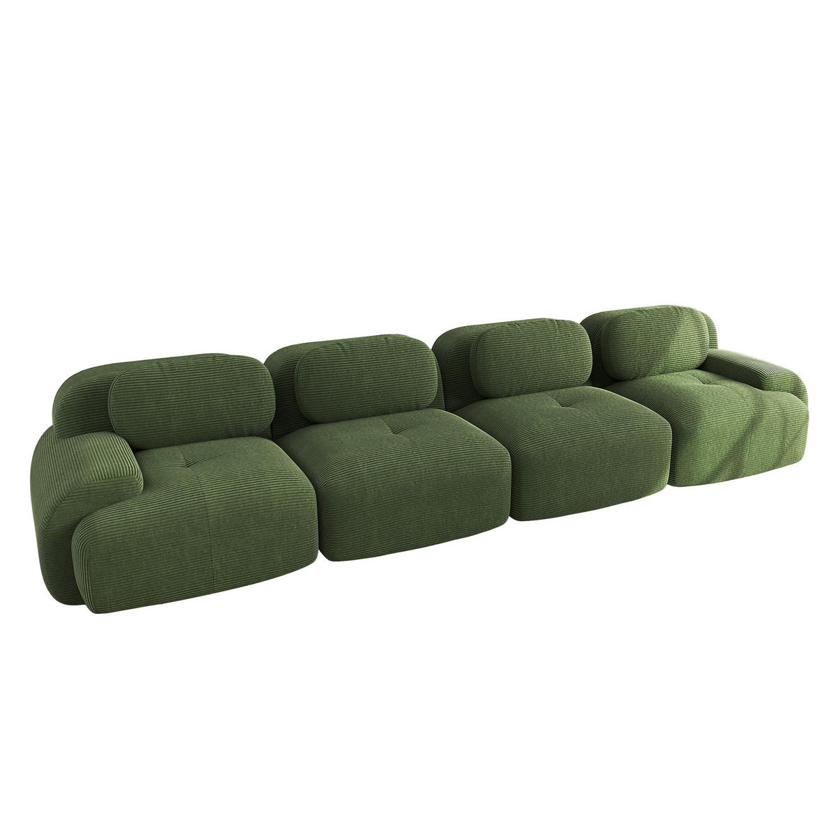4-SITZER-SOFA in Premium-Cord Grün Montagefrei & Rutschfest - Grün, Textil (388/75/103cm) - Urban Meuble
