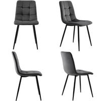 ESSZIMMERSTUHL-SET 4-teilig mit Samtbezug und Metallgestell, multifunktionaler Küchen- und Loungesessel, komfortabel robust und elegant, dunkelgrau - Grau, Textil (46/86/44cm) - Luhomfu