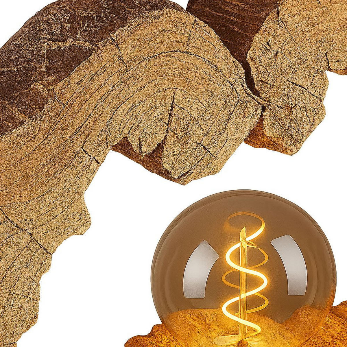 LED TISCHLEUCHTE VINZENZ Braun Holzoptik - Braun, Kunststoff (30.5/8.5/25.5cm) - Globo Lighting