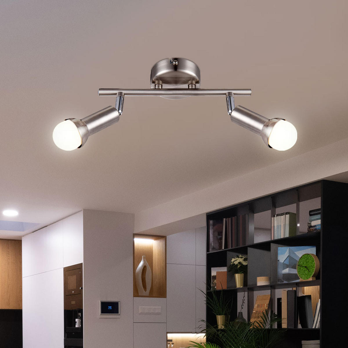LED DECKENLEUCHTE Kimberly Silber Nickel matt - Silberfarben, Metall (25/8.5/19cm) - Globo Lighting