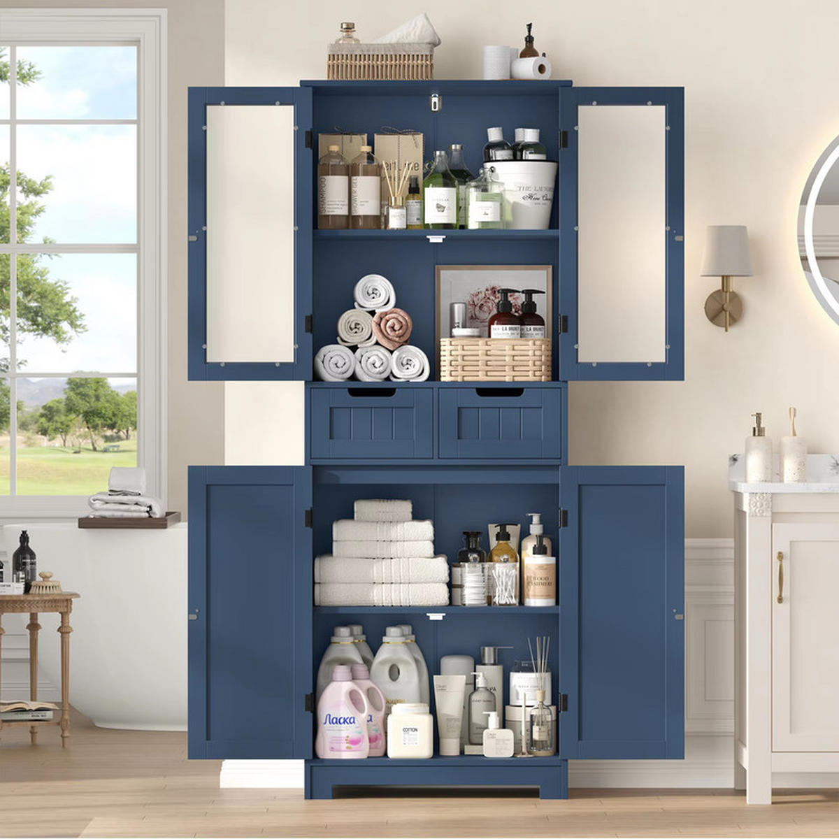 GESCHIRRSCHRANK 60x170x30cm Tiefblau - Dunkelblau, Holzwerkstoff (30/170/60cm) - Bextsrack