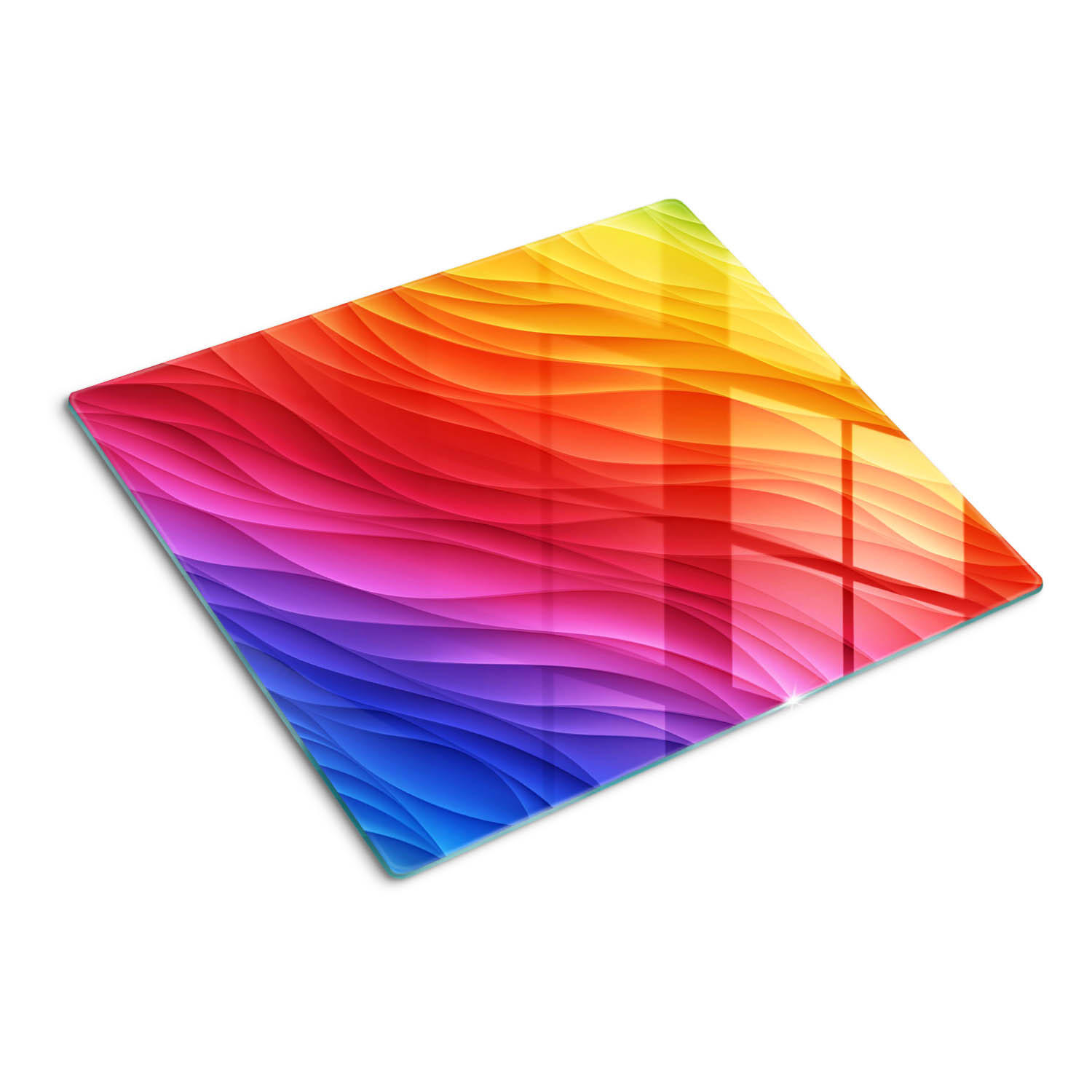GLASPLATTE 60x52 cm Bunte Wellen - Multicolor, Glas (60/0.4/52cm) - TULUP
