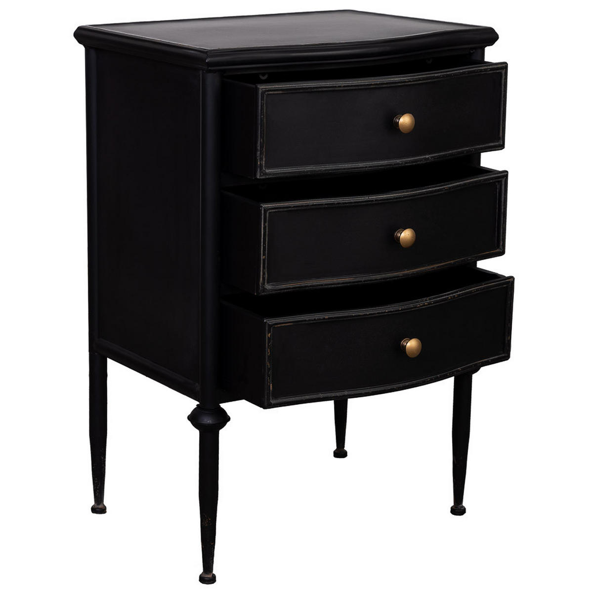 NACHTTISCH aus schwarzem gealtertem Metall mit 3 Schubladen 46x36x68 - Schwarz, Metall (36/46/68cm) - Wanderlust