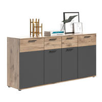 KOMMODE ( 180x87x40 cm) in Nox Oak Nachbildung und Basalt grau Nachbildung - Eichefarben, Holzwerkstoff (180/87/40cm)